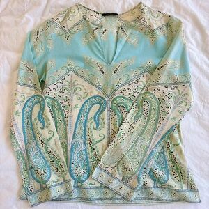 Elie Tahari Blouse in Pastel Paisley Sky Floral colorway